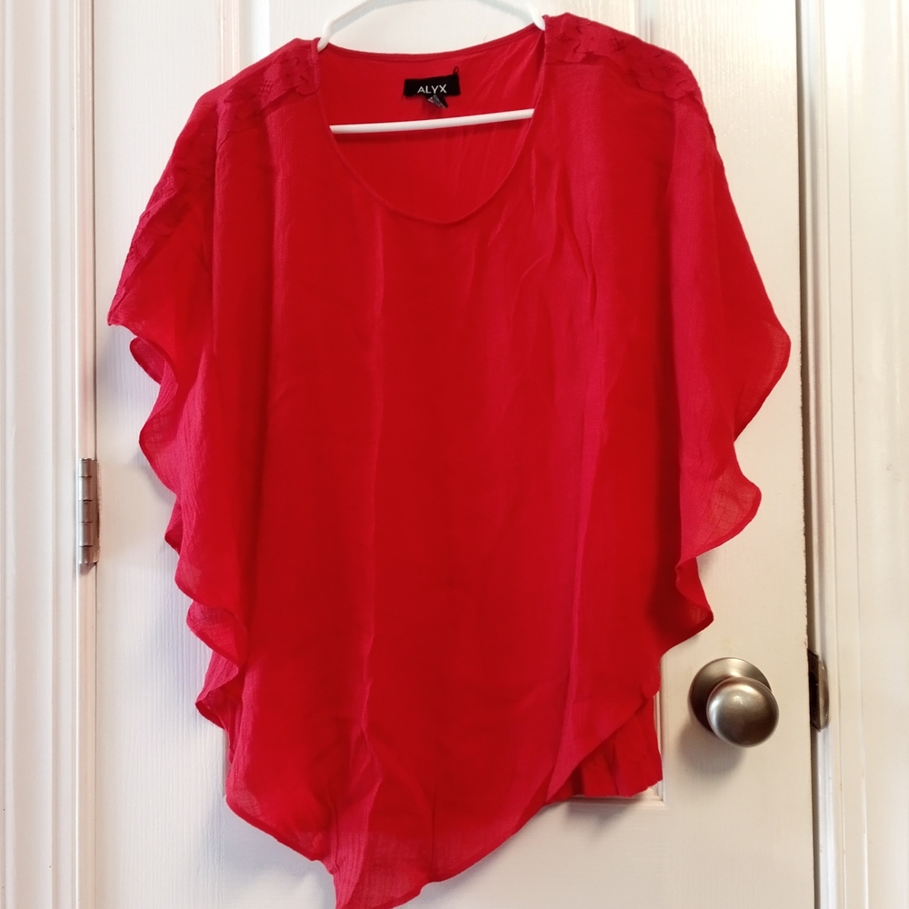 ALYX Women's Red Flutter Sleeve Top